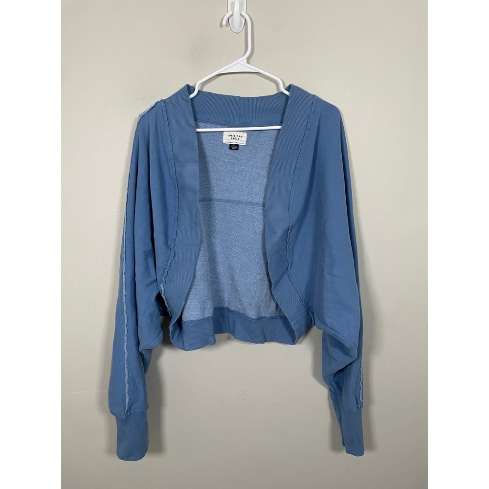 American Eagle Blue Cropped Slouchy Cardigan Sweatshirt Size XXL